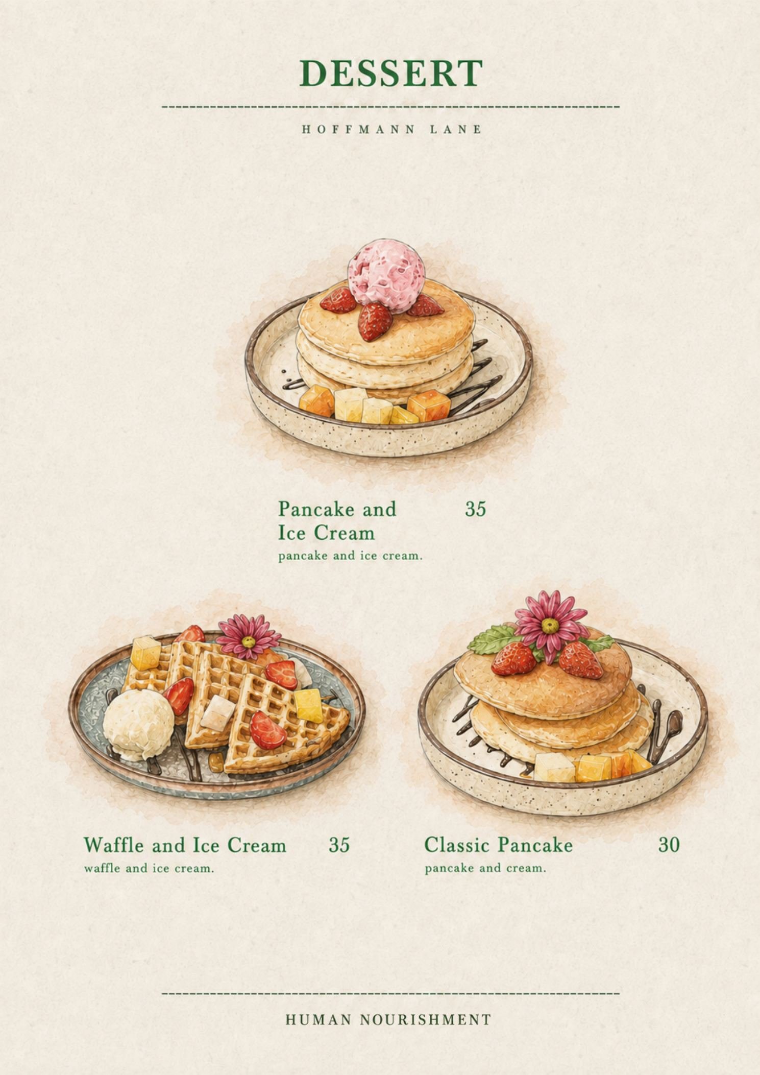 Buku menu ilustrasi Hoffmann Lane, halaman 19 dari 32