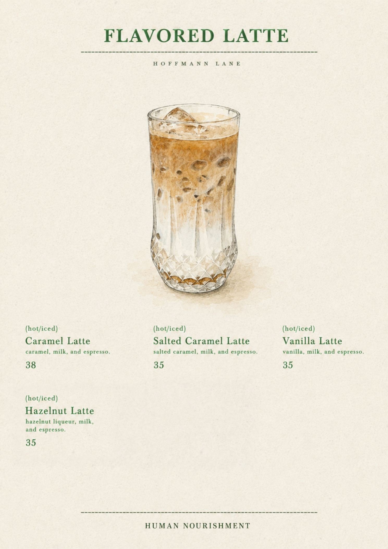Buku menu ilustrasi Hoffmann Lane, halaman 31 dari 32